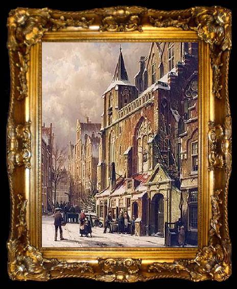 framed  unknow artist European city landscape, street landsacpe, construction, frontstore, building and architecture.001, ta009-2